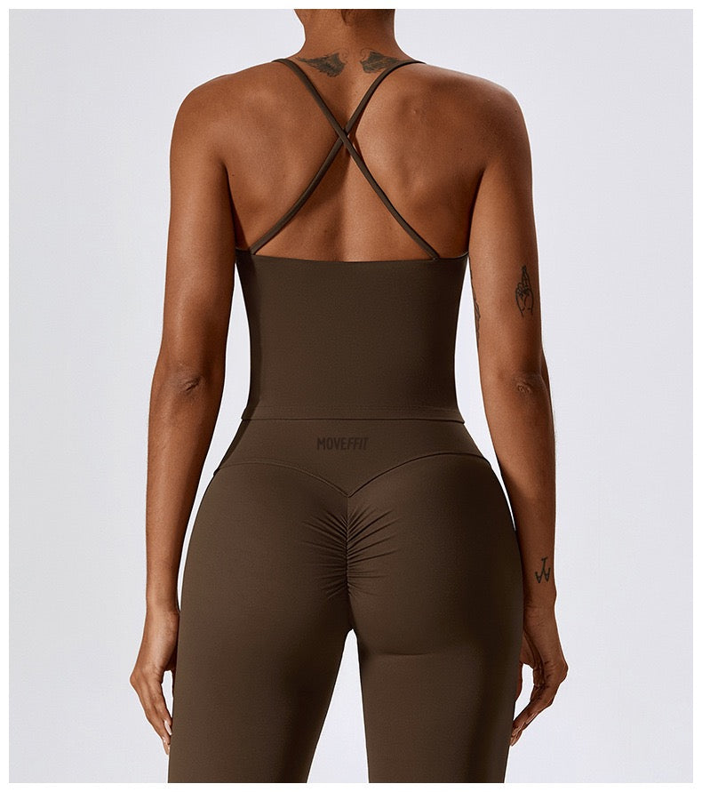 Tanktop met gekruiste rug bruin
