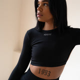 Open back long sleeve zwart