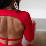 Open back long sleeve rood