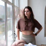 Crop t-shirt bruin