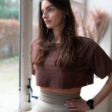 Crop t-shirt bruin