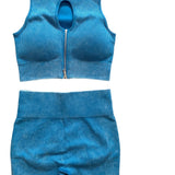 Rib sport bh zipper blauw