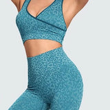 Legging set Leopard blauw